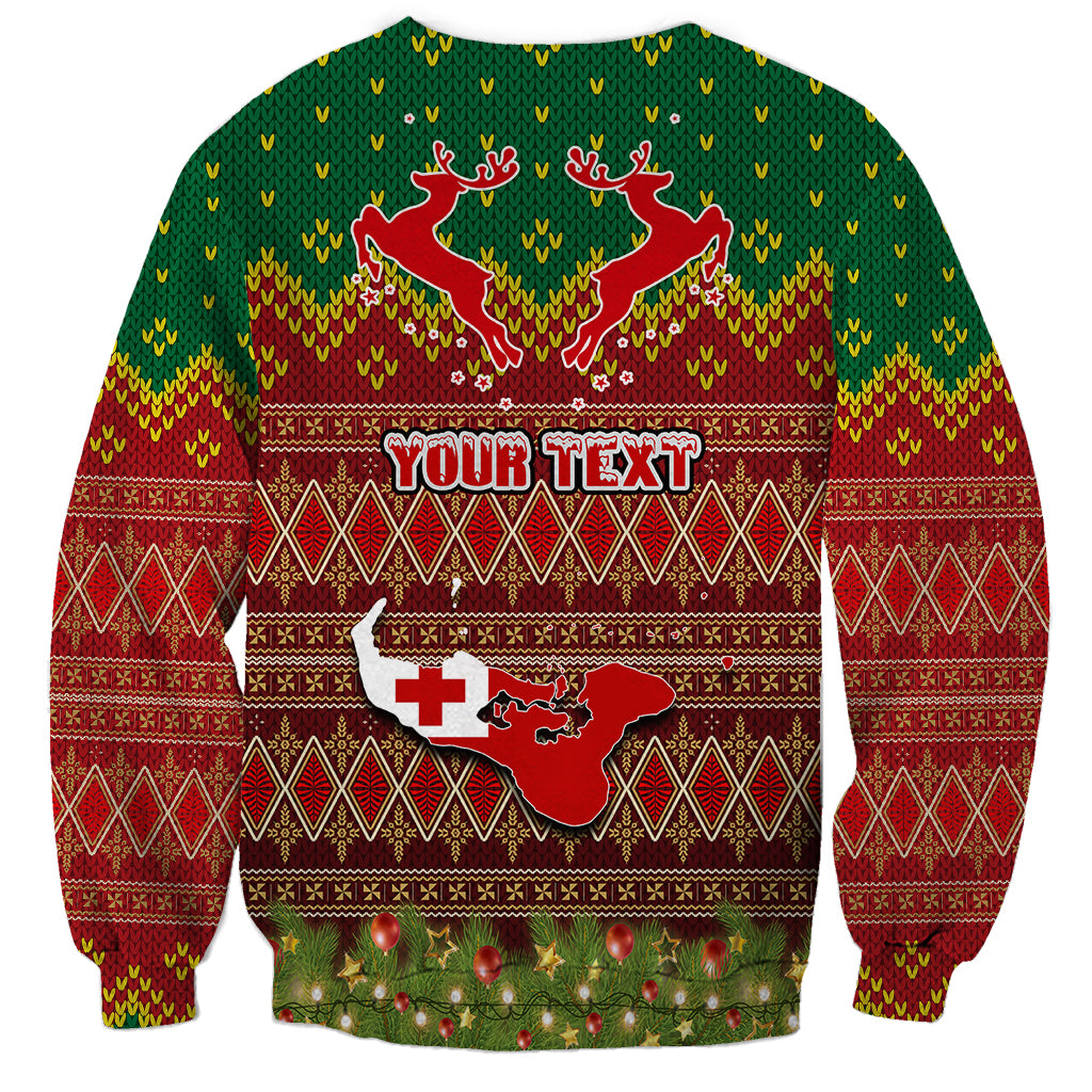 Personalised Tonga Christmas Sweatshirt Coat of Arms and Map Beautiful Merry Xmas Snowflake LT03 - Polynesian Pride