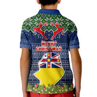 Niue Christmas Kid Polo Shirt Coat of Arms and Map Beautiful Merry Xmas Snowflake LT03 - Polynesian Pride