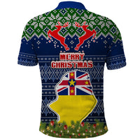 Niue Christmas Polo Shirt Coat of Arms and Map Beautiful Merry Xmas Snowflake LT03 - Polynesian Pride
