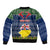 Personalised Niue Christmas Bomber Jacket Coat of Arms and Map Beautiful Merry Xmas Snowflake LT03 - Polynesian Pride