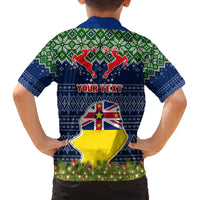 Personalised Niue Christmas Kid Hawaiian Shirt Coat of Arms and Map Beautiful Merry Xmas Snowflake LT03 - Polynesian Pride