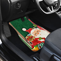 Kiribati Christmas Car Mats Santa With Gift Bag Behind Ribbons Seamless Green Maori LT03 - Polynesian Pride