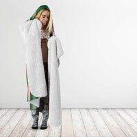 Kiribati Christmas Hooded Blanket Santa With Gift Bag Behind Ribbons Seamless Green Maori LT03 - Polynesian Pride