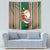 Custom Kiribati Christmas Tapestry Santa With Gift Bag Behind Ribbons Seamless Green Maori LT03 - Polynesian Pride