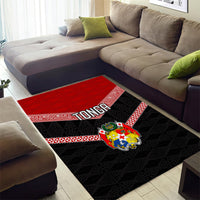 Tonga Area Rug Tonga Coat of Arms with Seamless Tapa Ngatu Pattern LT03 - Polynesian Pride