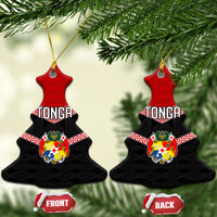 Tonga Ceramic Ornament Tonga Coat of Arms with Seamless Tapa Ngatu Pattern LT03 - Polynesian Pride