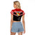 Tonga Raglan Cropped T Shirt Tonga Coat of Arms with Seamless Tapa Ngatu Pattern LT03 - Polynesian Pride