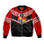 Tonga Sleeve Zip Bomber Jacket Tonga Coat of Arms with Seamless Tapa Ngatu Pattern LT03 Unisex Black - Polynesian Pride