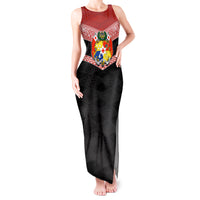 Tonga Tank Maxi Dress Tonga Coat of Arms with Seamless Tapa Ngatu Pattern LT03 Women Black - Polynesian Pride