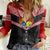 Tonga Women Casual Shirt Tonga Coat of Arms with Seamless Tapa Ngatu Pattern LT03 Female Black - Polynesian Pride