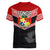 Tonga Women V Neck T Shirt Tonga Coat of Arms with Seamless Tapa Ngatu Pattern LT03 - Polynesian Pride