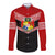 Personalised Tonga Long Sleeve Button Shirt Tonga Coat of Arms with Seamless Tapa Ngatu Pattern LT03 Unisex Black - Polynesian Pride