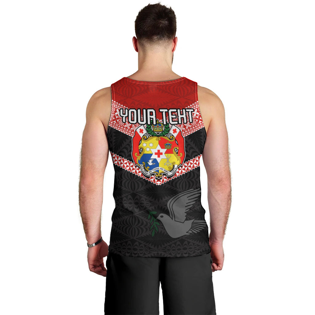 Personalised Tonga Men Tank Top Tonga Coat of Arms with Seamless Tapa Ngatu Pattern LT03 - Polynesian Pride