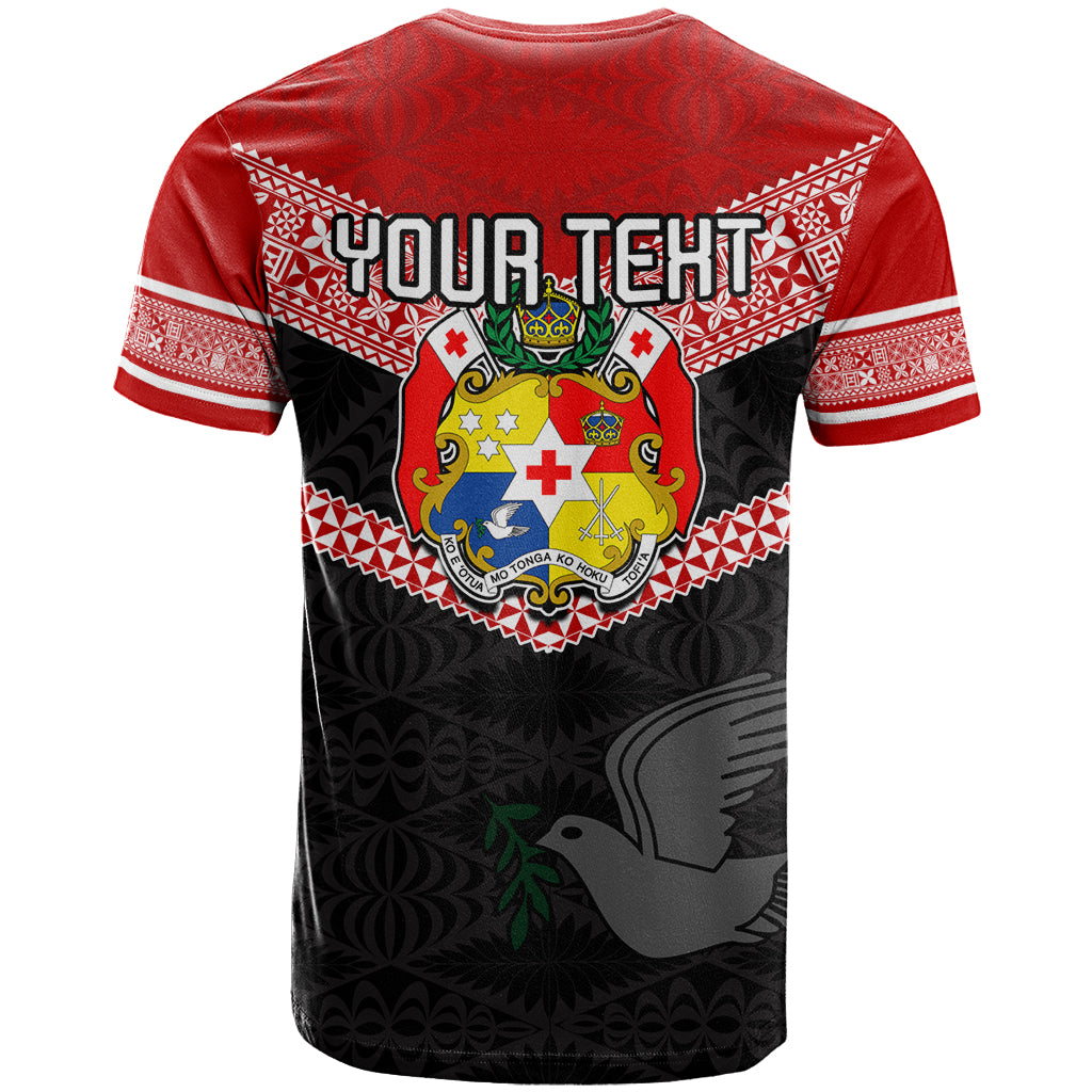 Personalised Tonga T Shirt Tonga Coat of Arms with Seamless Tapa Ngatu Pattern LT03 - Polynesian Pride