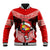 Tonga Christmas Baseball Jacket Tongan Coat of Arms Santa With Ngatu Pattern Christmas Red Style LT03 Unisex Red - Polynesian Pride