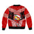 Tonga Christmas Bomber Jacket Tongan Coat of Arms Santa With Ngatu Pattern Christmas Red Style LT03 - Polynesian Pride