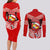 Tonga Christmas Couples Matching Long Sleeve Bodycon Dress and Long Sleeve Button Shirts Tongan Coat of Arms Santa With Ngatu Pattern Christmas Red Style LT03 - Polynesian Pride