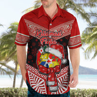 Tonga Christmas Hawaiian Shirt Tongan Coat of Arms Santa With Ngatu Pattern Christmas Red Style LT03 - Polynesian Pride
