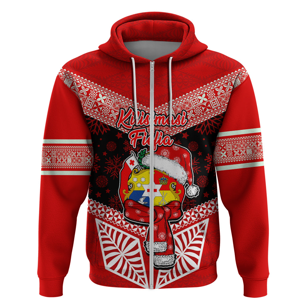 Tonga Christmas Hoodie Tongan Coat of Arms Santa With Ngatu Pattern Christmas Red Style LT03 - Polynesian Pride