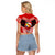 Tonga Christmas Raglan Cropped T Shirt Tongan Coat of Arms Santa With Ngatu Pattern Christmas Red Style LT03 - Polynesian Pride