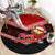 Tonga Christmas Round Carpet Tongan Coat of Arms Santa With Ngatu Pattern Christmas Red Style LT03 - Polynesian Pride