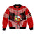 Tonga Christmas Sleeve Zip Bomber Jacket Tongan Coat of Arms Santa With Ngatu Pattern Christmas Red Style LT03 Unisex Red - Polynesian Pride