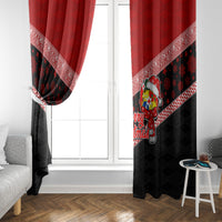 Tonga Christmas Window Curtain Tongan Coat of Arms Santa With Ngatu Pattern Christmas Red Style LT03 - Polynesian Pride