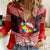 Tonga Christmas Women Casual Shirt Tongan Coat of Arms Santa With Ngatu Pattern Christmas Red Style LT03 Female Red - Polynesian Pride