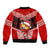 Personalised Tonga Christmas Bomber Jacket Tongan Coat of Arms Santa With Ngatu Pattern Christmas Red Style LT03 - Polynesian Pride