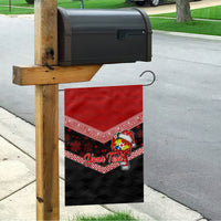 Personalised Tonga Christmas Garden Flag Tongan Coat of Arms Santa With Ngatu Pattern Christmas Red Style LT03 - Polynesian Pride