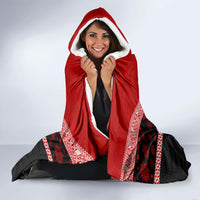 Personalised Tonga Christmas Hooded Blanket Tongan Coat of Arms Santa With Ngatu Pattern Christmas Red Style LT03 - Polynesian Pride