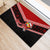 Personalised Tonga Christmas Rubber Doormat Tongan Coat of Arms Santa With Ngatu Pattern Christmas Red Style LT03 - Polynesian Pride