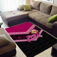 Tonga Christmas Area Rug Tongan Coat of Arms Santa With Ngatu Pattern Christmas Pink Style LT03 - Polynesian Pride