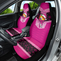 Tonga Christmas Car Seat Cover Tongan Coat of Arms Santa With Ngatu Pattern Christmas Pink Style LT03 - Polynesian Pride