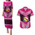 Tonga Christmas Couples Matching Puletasi Dress and Hawaiian Shirt Tongan Coat of Arms Santa With Ngatu Pattern Christmas Pink Style LT03 Pink - Polynesian Pride