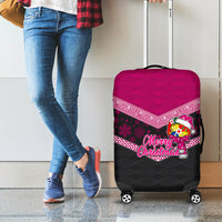 Tonga Christmas Luggage Cover Tongan Coat of Arms Santa With Ngatu Pattern Christmas Pink Style LT03 - Polynesian Pride