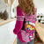 Tonga Christmas Women Casual Shirt Tongan Coat of Arms Santa With Ngatu Pattern Christmas Pink Style LT03 - Polynesian Pride