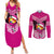 Personalised Tonga Christmas Couples Matching Summer Maxi Dress and Long Sleeve Button Shirts Tongan Coat of Arms Santa With Ngatu Pattern Christmas Pink Style LT03 Pink - Polynesian Pride