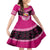 Personalised Tonga Christmas Kid Short Sleeve Dress Tongan Coat of Arms Santa With Ngatu Pattern Christmas Pink Style LT03 KID Pink - Polynesian Pride
