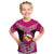 Personalised Tonga Christmas Kid T Shirt Tongan Coat of Arms Santa With Ngatu Pattern Christmas Pink Style LT03 Pink - Polynesian Pride