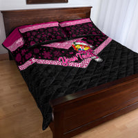 Personalised Tonga Christmas Quilt Bed Set Tongan Coat of Arms Santa With Ngatu Pattern Christmas Pink Style LT03 - Polynesian Pride