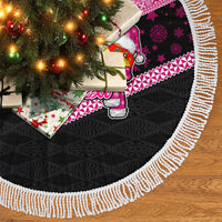 Personalised Tonga Christmas Tree Skirt Tonga Coat of Arms with Seamless Tapa Ngatu Pattern Xmas Pink Style LT03 - Polynesian Pride