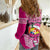 Personalised Tonga Christmas Women Casual Shirt Tongan Coat of Arms Santa With Ngatu Pattern Christmas Pink Style LT03 - Polynesian Pride
