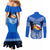 Tonga Christmas Couples Matching Mermaid Dress and Long Sleeve Button Shirts Tongan Coat of Arms Santa With Ngatu Pattern Christmas Blue Style LT03 - Polynesian Pride