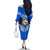 Tonga Christmas Family Matching Off Shoulder Long Sleeve Dress and Hawaiian Shirt Tongan Coat of Arms Santa With Ngatu Pattern Christmas Blue Style LT03 - Polynesian Pride