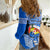 Tonga Christmas Women Casual Shirt Tongan Coat of Arms Santa With Ngatu Pattern Christmas Blue Style LT03 - Polynesian Pride