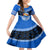 Personalised Tonga Christmas Kid Short Sleeve Dress Tongan Coat of Arms Santa With Ngatu Pattern Christmas Blue Style LT03 KID Blue - Polynesian Pride
