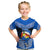 Personalised Tonga Christmas Kid T Shirt Tongan Coat of Arms Santa With Ngatu Pattern Christmas Blue Style LT03 Blue - Polynesian Pride