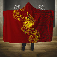 Tonga Ha'apai High School Hooded Blanket Ngatu and Maori Ethnic Tribal Pattern LT03 One Size Red - Polynesian Pride