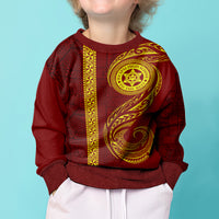 Tonga Ha'apai High School Kid Ugly Christmas Sweater Ngatu and Maori Ethnic Tribal Pattern LT03 - Polynesian Pride